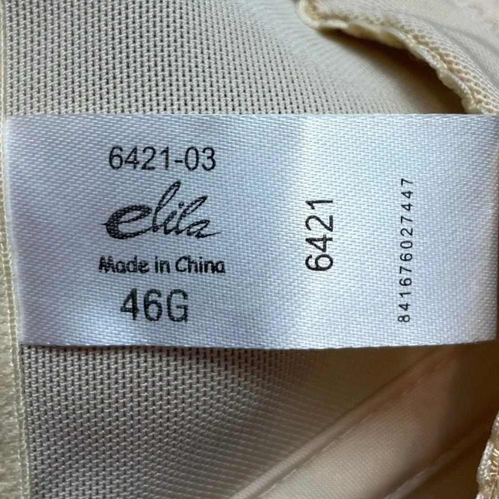 Vintage Elila Womens Strapless Bustier Bra Sz 46G Beige Underwire Longline 6421
